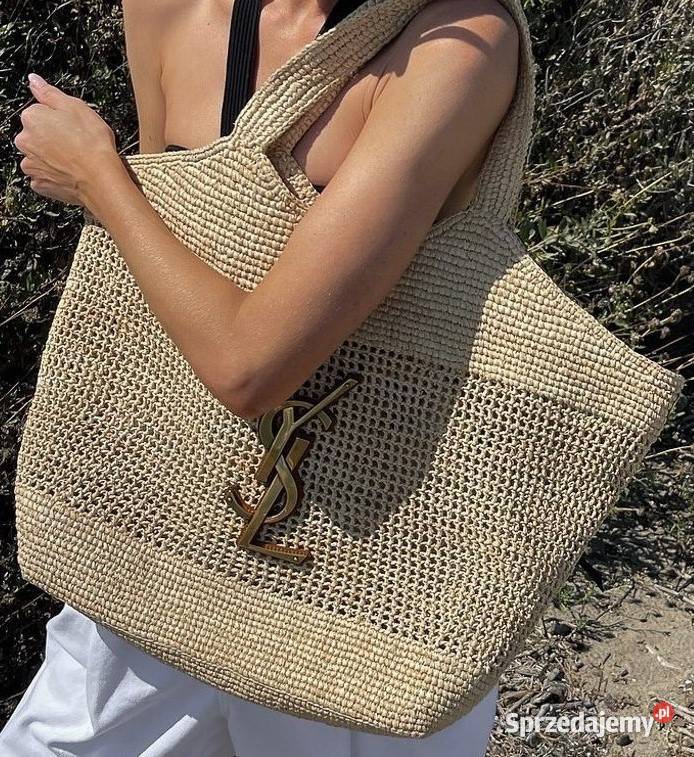 SAINT LAURENT Ysl ICARE IN RAFFIA siatka torebka Moda i Styl dolnośląskie Wrocław