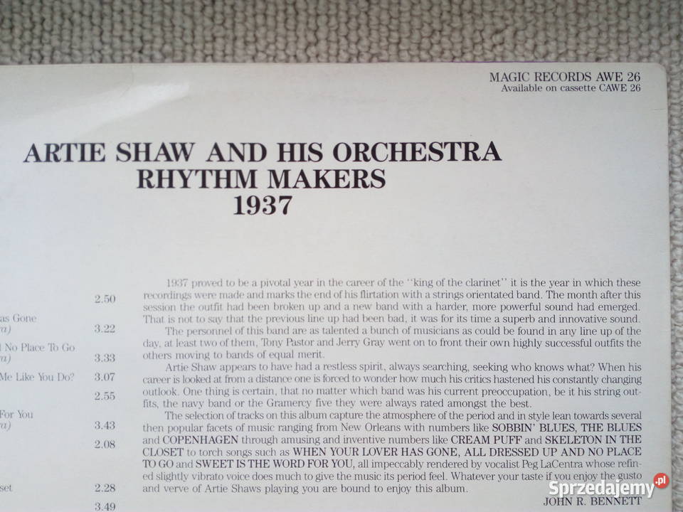 ARTIE SHAW AND HIS ORCHESTRA RHYTHM MAKERS 1937 Puławy