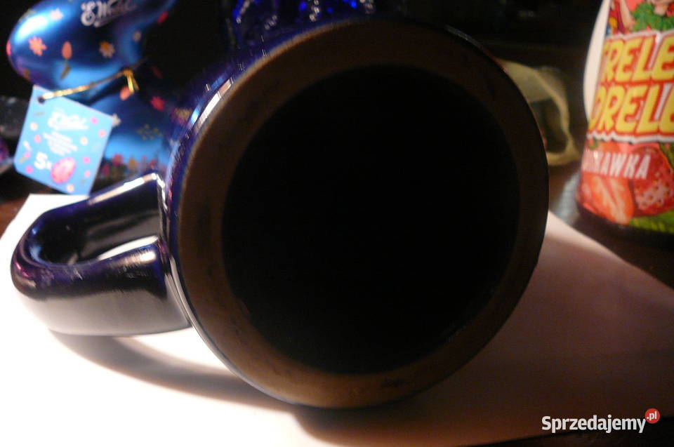 Kufel ceramiczny szafirowy stary Wrocław