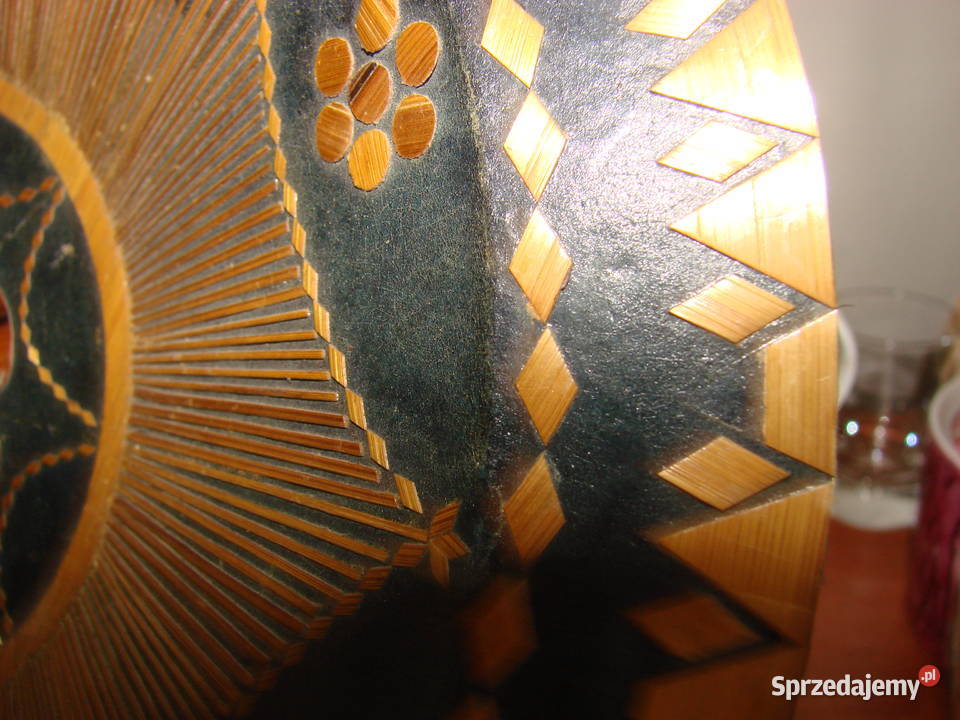 słomkowy talerz dekoracyjny PRL Pruszcz Gdański