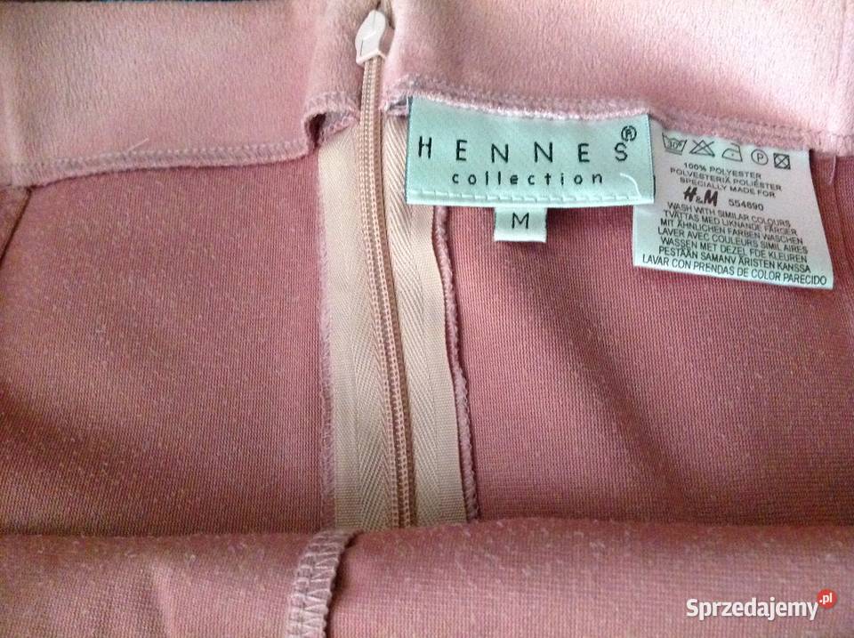 Spódniczka Welurowa Różowa Damska HENNES HM SM Ołówkowa