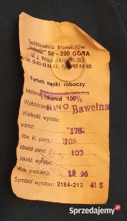 Fartuch roboczy JEDNOŚĆ Hajnówka sprzedam