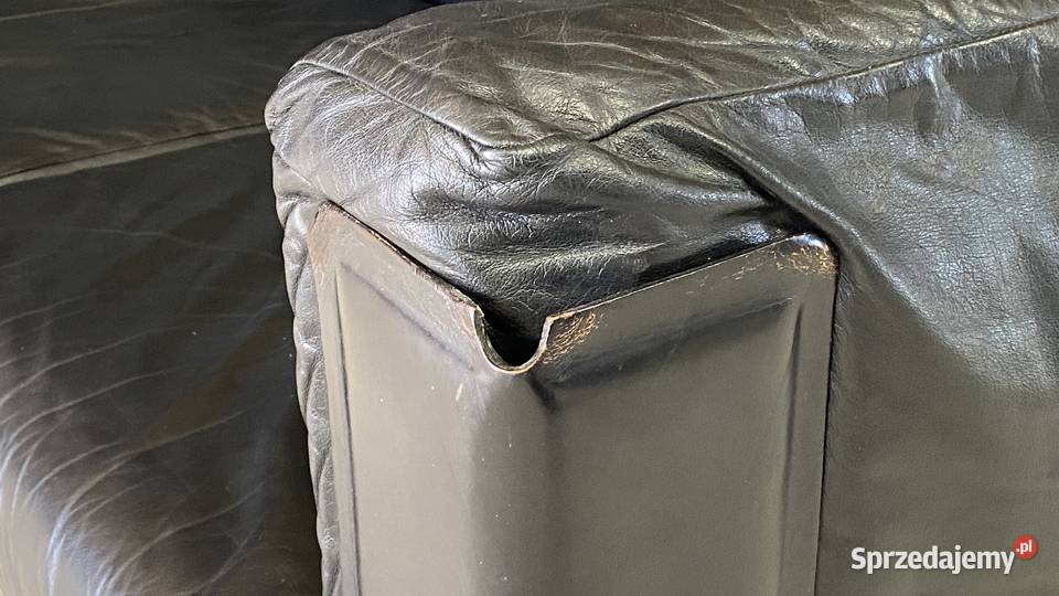 Sofa 2osobowa skóra naturalna metalowa rama 71cm Budno