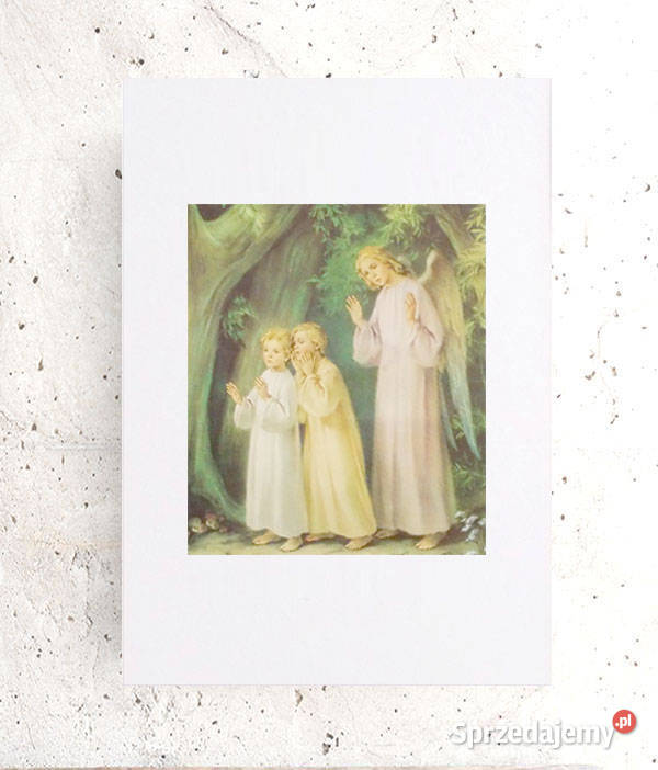retro obrazek religijny vintage plakat z aniołem Dekoracje i ozdoby Olsztyn