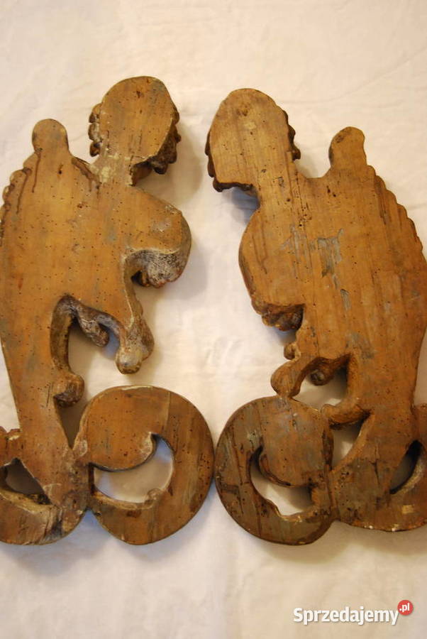 Para aniołów putta z mackami Włochy ok 1700 r Poznań