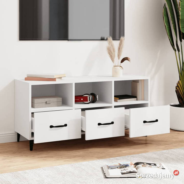 Szafka pod TV biała 102x35x50 materiał Warszawa