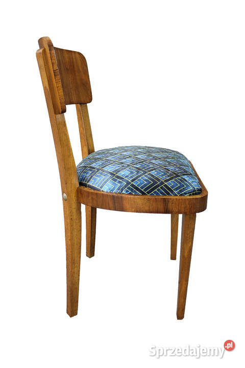 Sygnowane krzesła PRL art deco vintage renowacji Zielonka