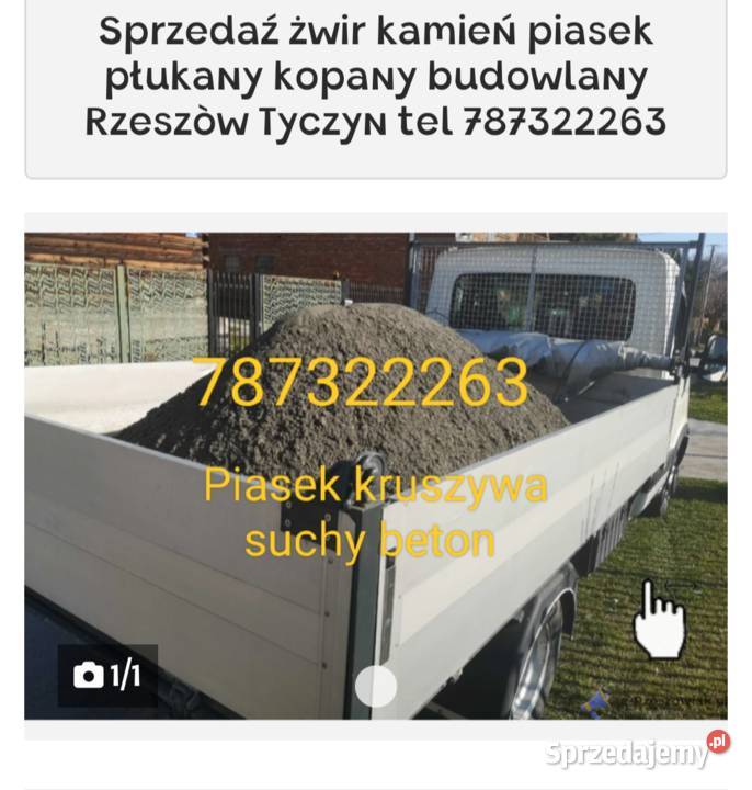 Sprzedaż Piasek kruszywa Krasne Rzeszów Tyczyn sprzedam