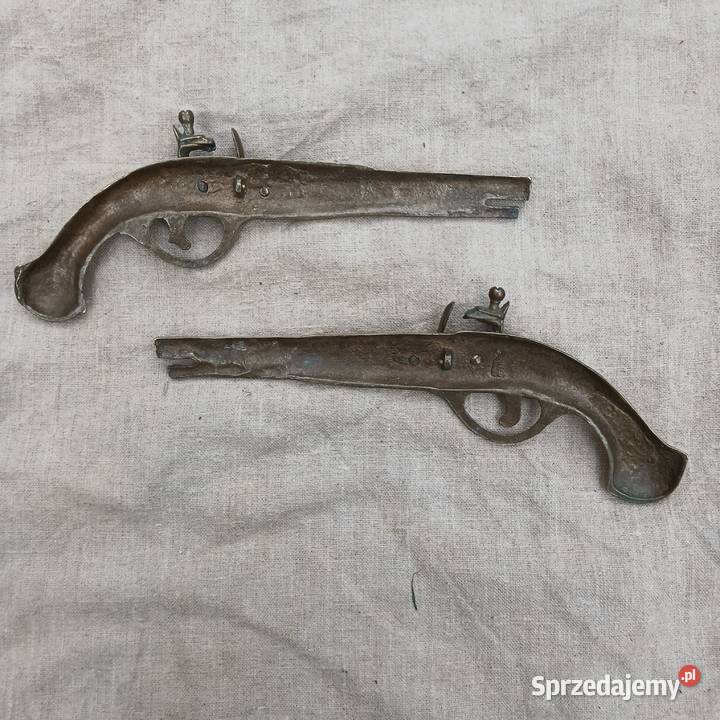 Mosiężny pistolet dekoracja na ścianę komplet 2 Warszawa