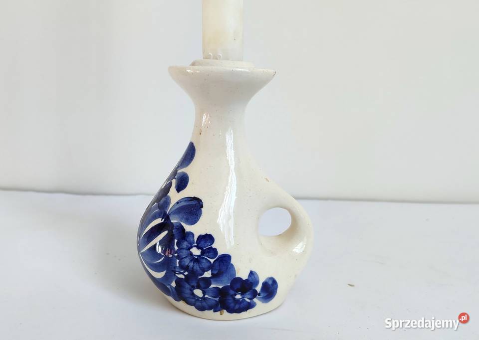 Stary porcelanowy świecznik kaganek Włocławek Gdańsk