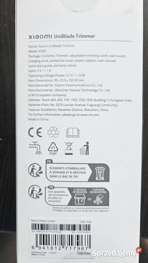 Maszynka trymer xiaomi uniblade trimmer