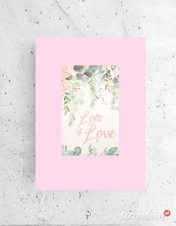 pastelowy obrazek A4 love plakat do sypialni różowy Gdańsk sprzedam