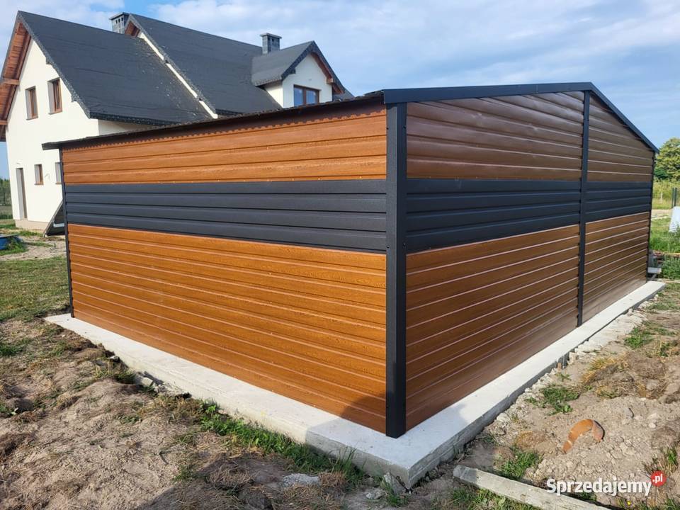 Garaż Blaszany 7x6m Dwuspadowy Dach Bramy Opole