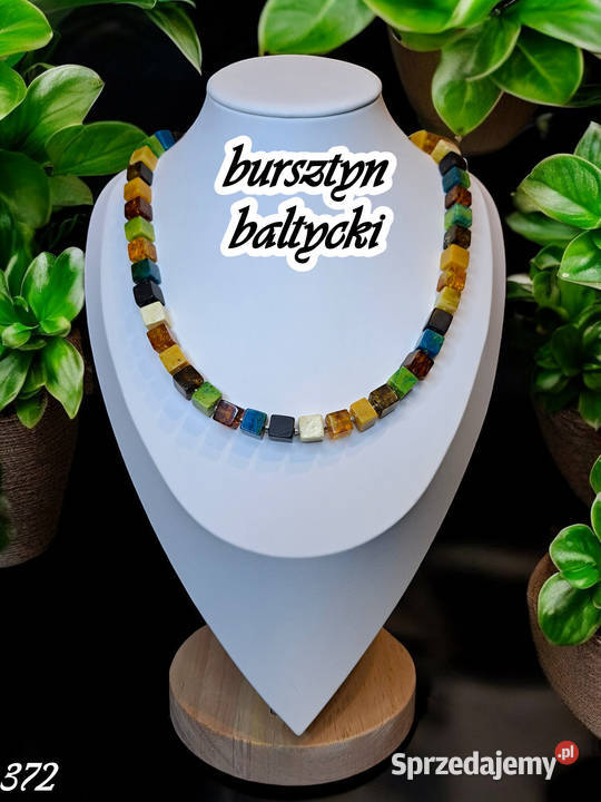Korale bursztyn kostka 8x8 mm kolor mix sprzedam