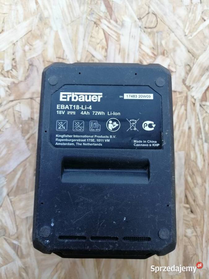 SZLIFIERKA KĄTOWA ERBAUER EAG18Li 18V 1x4Ah Wyrzeka