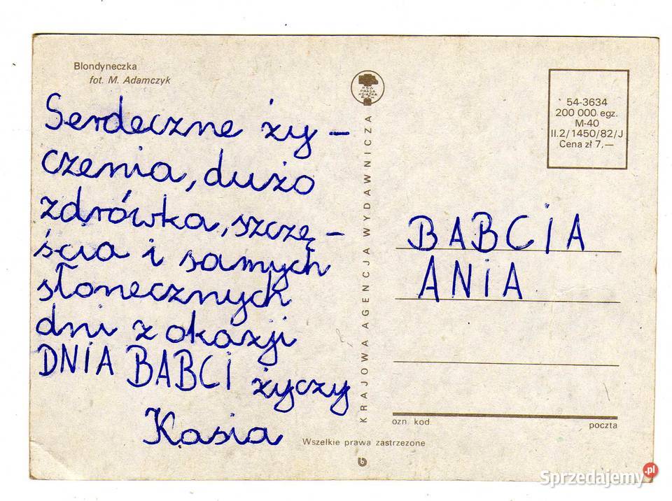 BLONDYNECZKA POCZTÓWKA GRAFICZNA Krynki