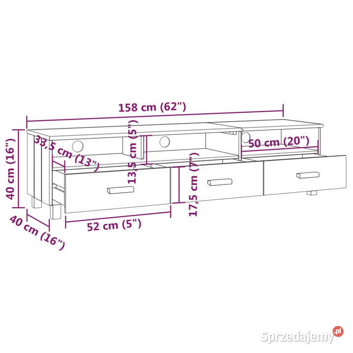 Szafka pod TV HAMAR jasnoszara 158x40x40 drewno
