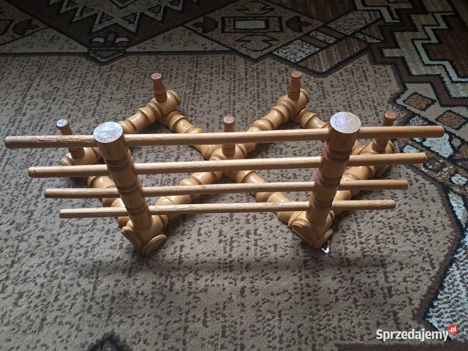 Wieszak drewniany na ubrania PRL Gdańsk