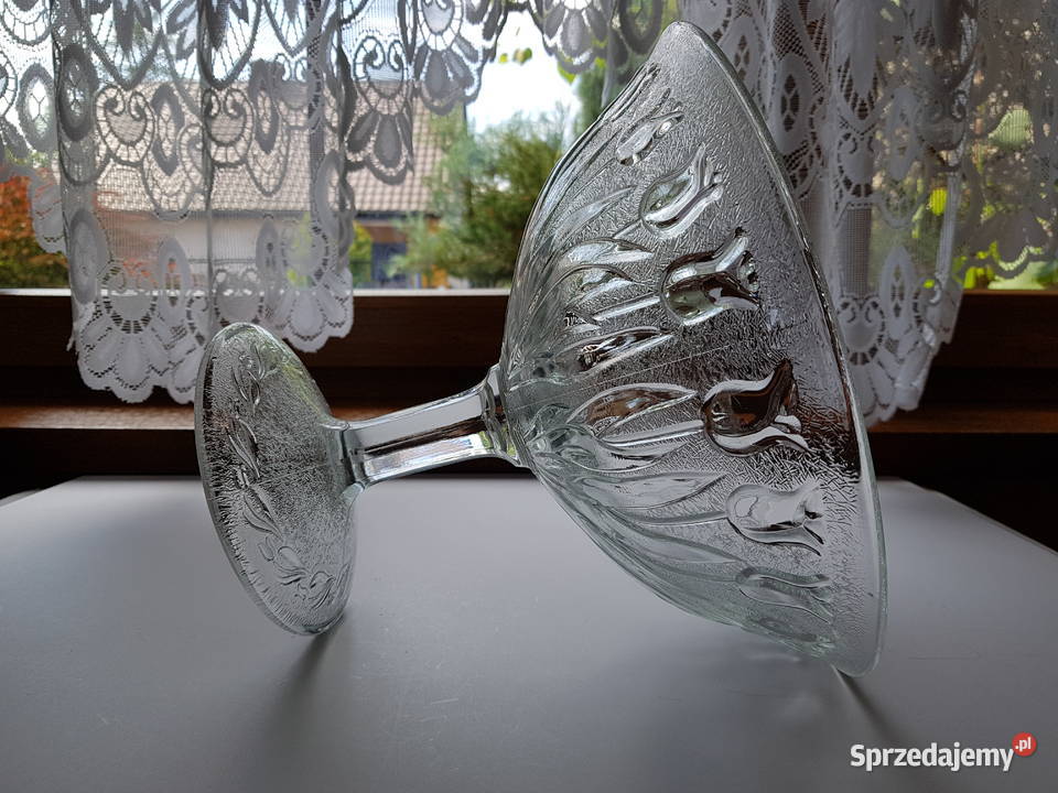 Szklana owocarka Tulipany Ząbkowice Crystalite śląskie Dąbrowa Górnicza