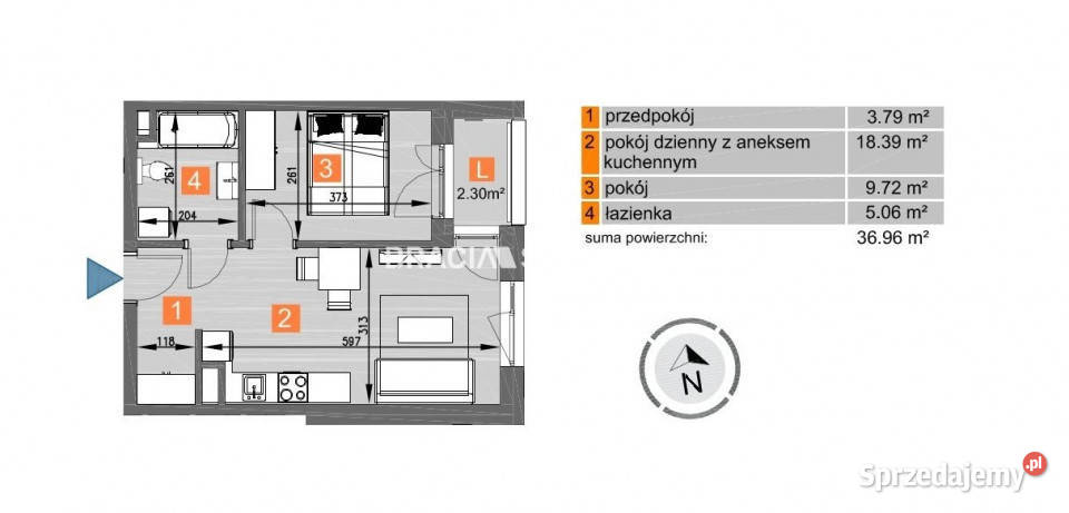 Mieszkanie 3696m2 2 pokojowe Kraków os Piastów