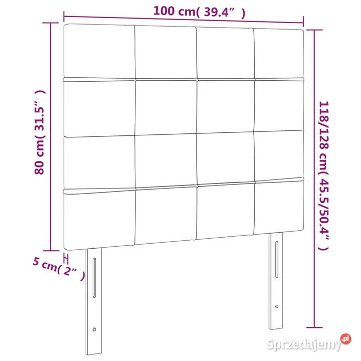 Zagłówek do łóżka z LED taupe 100x5x118128