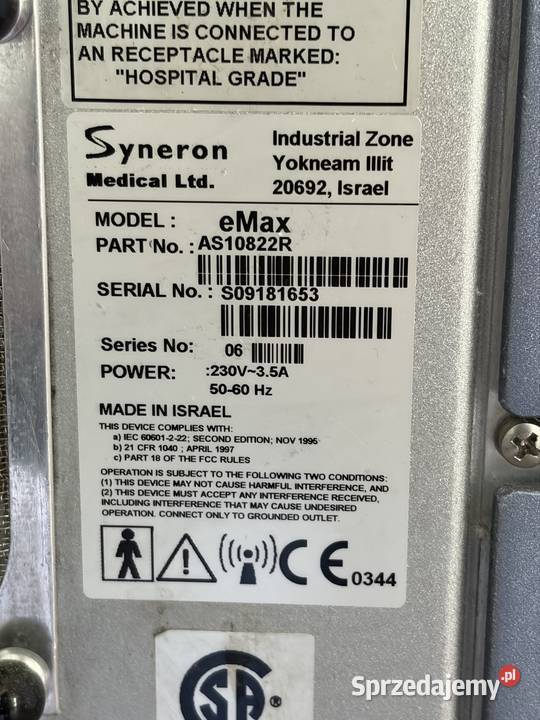 Syneron Emax Sprzęt medyczny sprzedam