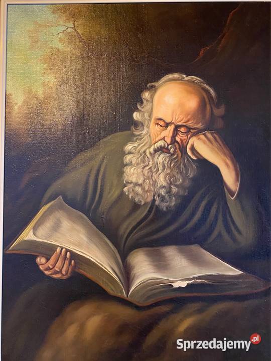 Portret Żyda na płótnie stara rzeźbiona