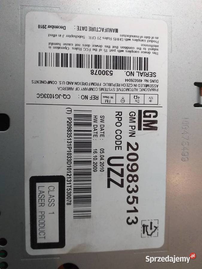 opel astra j meriva GM 20983513 radioodtwarzacz Sandomierz