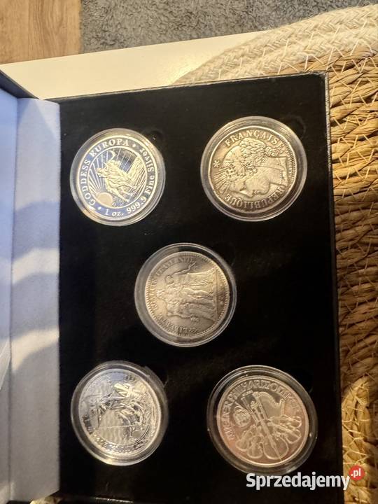 Zestaw srebrnych monet na prezent 5 monet 1oz Mińsk Mazowiecki