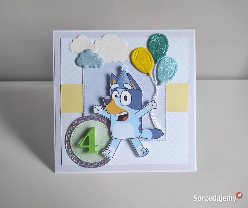 Kartka ręcznie robiona na urodziny Blue Rękodzieło łódzkie Łódź