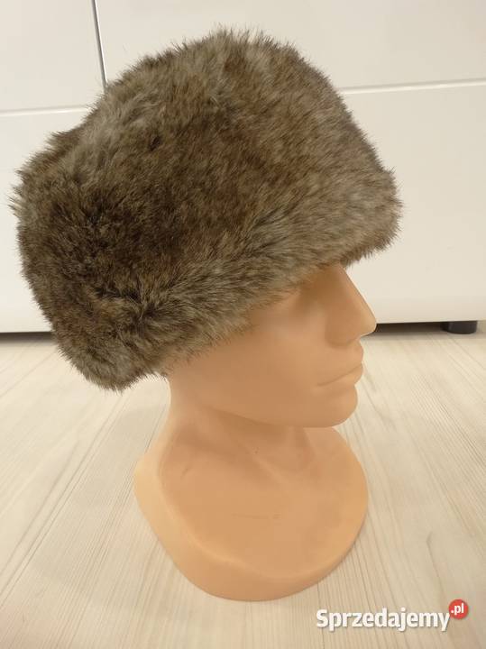Czapka Futrzana Toczek Sztuczne Futro Beżowa Dla kobiet