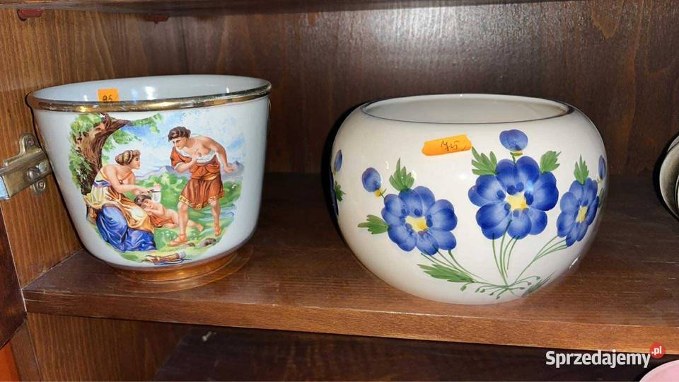 Osłonka Doniczka ze scenkami w 2 medalionach pomorskie Gdańsk