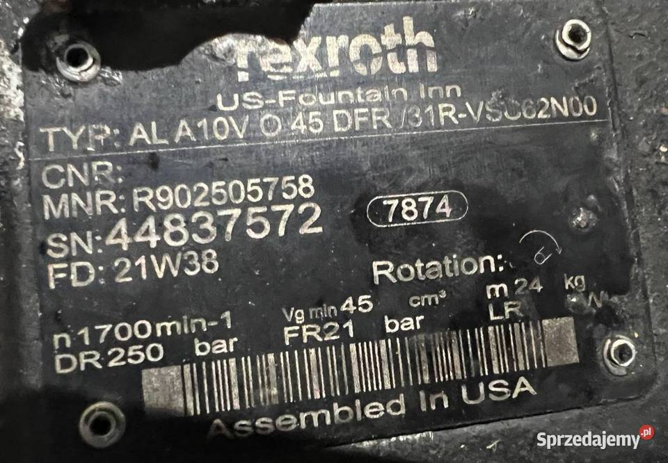 Rexroth AL A10V O 45 DFR 31R VSC62N00 R902505758 Poznań
