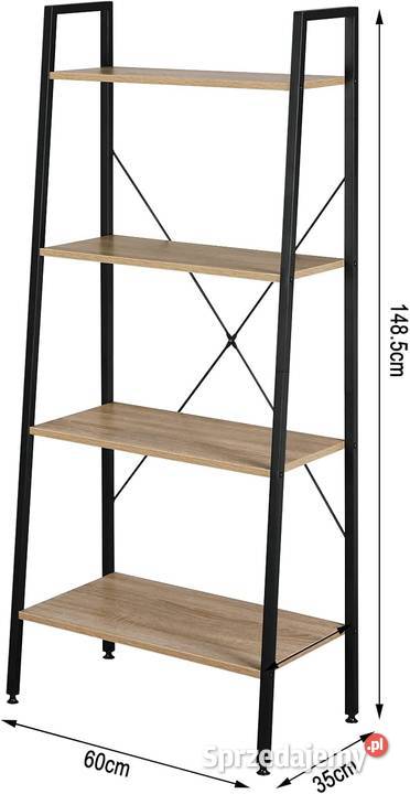 Półki drewniana na stelażu metalowym Woltu