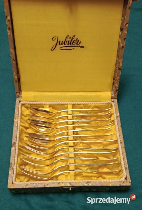 Sztućce kawowe srebrne zestaw Jubiler firma Wrocław