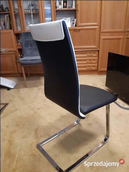 Krzesla biało czarne ekoskóra chrom PIĘKNE 43cm Ostrowiec Świętokrzyski