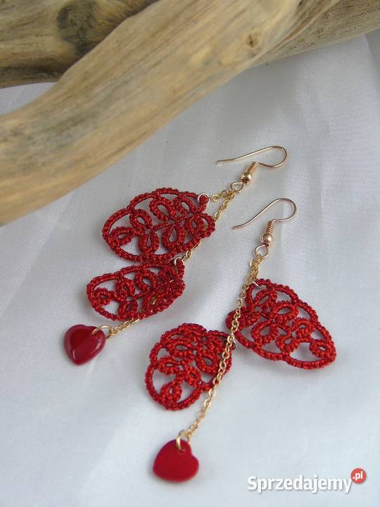 Kolczyki koronkoweróżne wzory kolory Wiśniowa