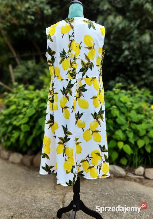 Sukienka retro 42 XL 44 XXL midi cytryny lemon Szczecin sprzedam