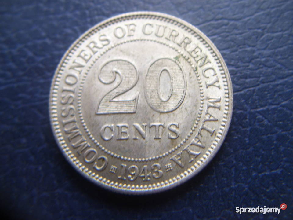 Stare monety 20 cent 1943 Malaje srebro