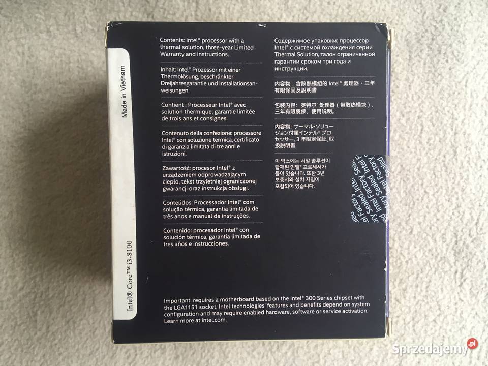 Procesor Intel Core I3 8100 36 GHz zachodniopomorskie Kołobrzeg sprzedam