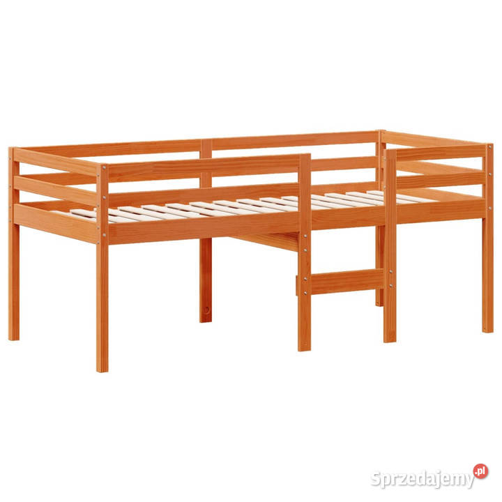 Wysokie łóżko z dachem woskowy brąz drewno 195cm Łóżka sprzedam