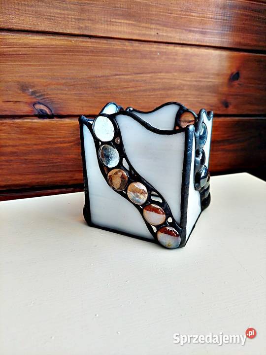 Lampion Spokój ducha biel witraż Rękodzieło Antyki, Sztuka, Kolekcje Piekary Śląskie sprzedam