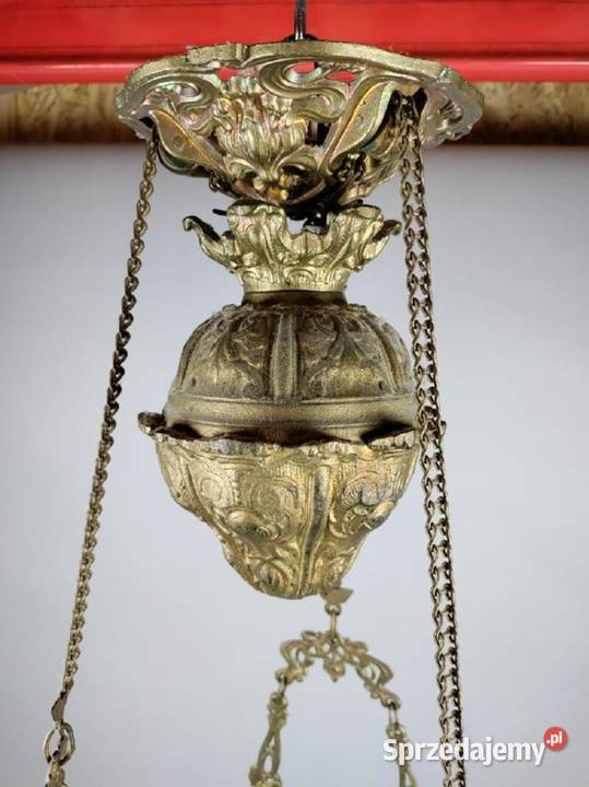 Lampa majolika wisząca klosz świeczki z polowy Szczecin