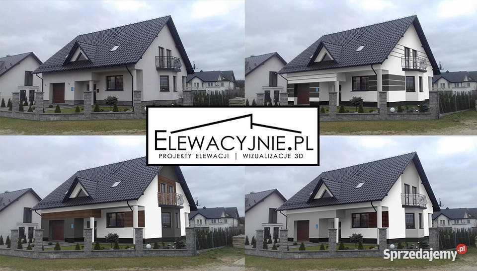 Projekt elewacji domu na zdjęciach wizki 3d Szczecin