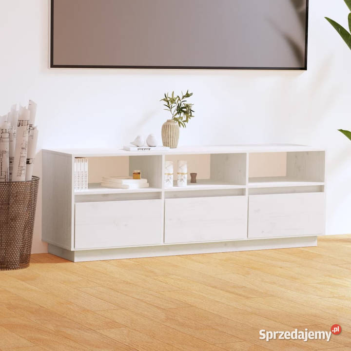 Szafka pod telewizor biała 140x37x50 lite drewno Warszawa