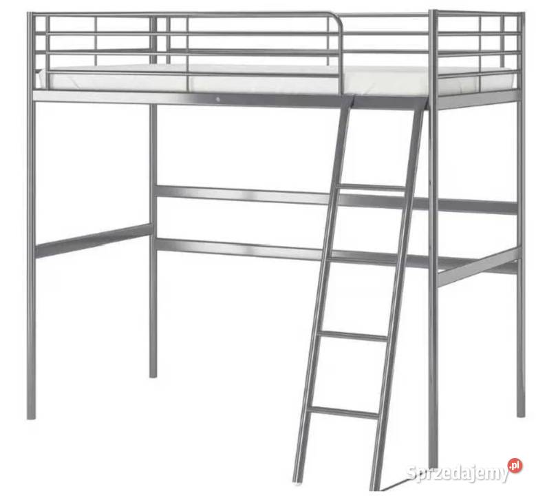 Łóżko na antresoli IKEA srebne 90x200 rama stal Łóżka sprzedam