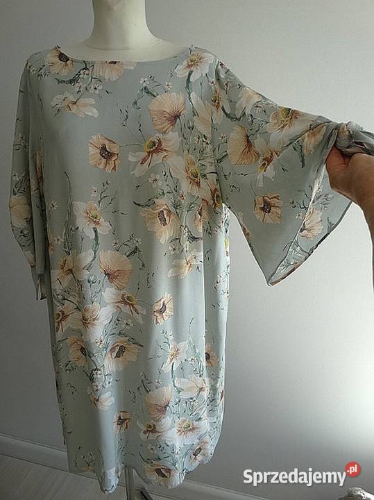 Sukienka HM Trapezowa w Kwiaty Miętowy Kolor 5XL Łomża sprzedam