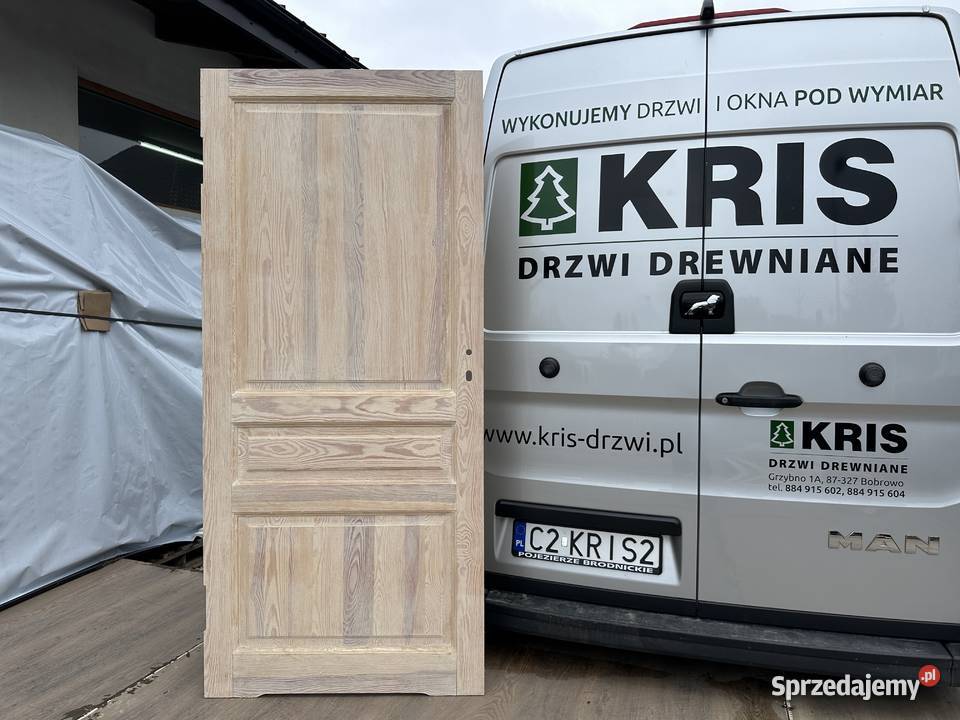 Drzwi wewnętrzne drewniane WAHADŁOWE RĘKI CAŁA 205cm Grzybno
