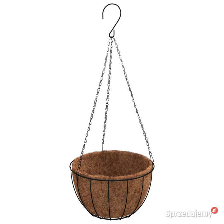 Wiszące doniczki 4 z matą kokosową czarne 30x52