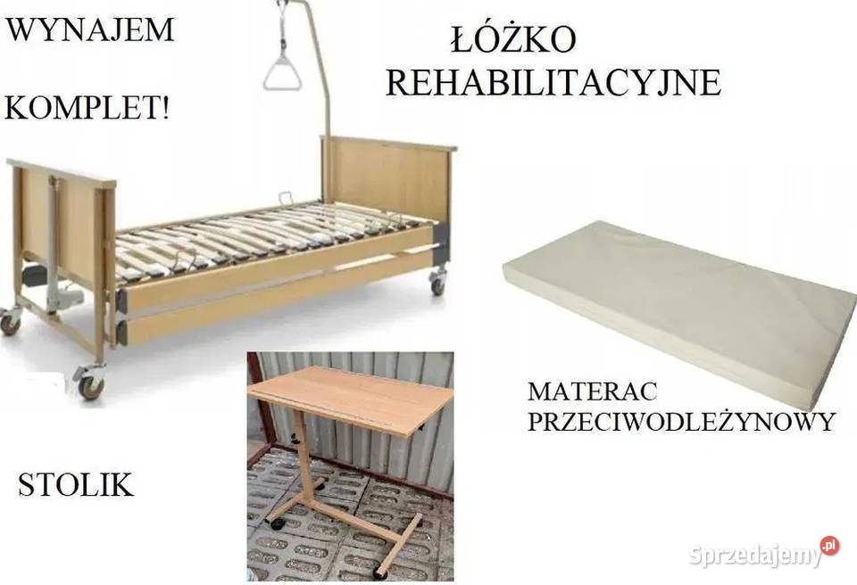 KOMPLET Łóżko rehabilitacyjne elektryczne stolik lubuskie Siedlisko